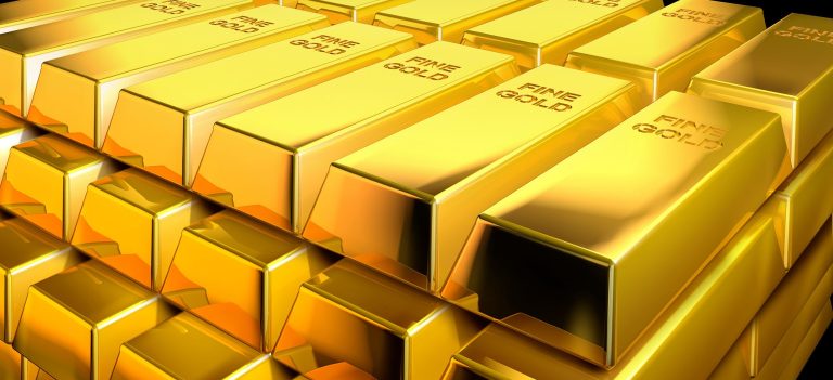 Stack of gold bars, clipping path around the whole stack included.